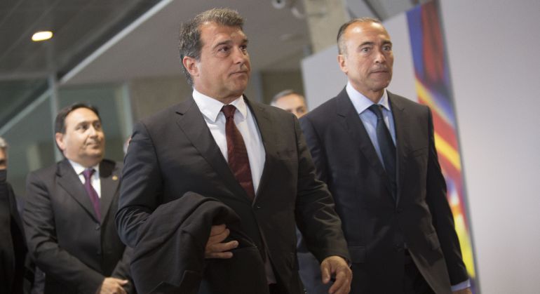 Joan Laporta durante el acto de homenaje a Johan Cruyff Joan Laporta durante el acto de homenaje a Johan Cruyff