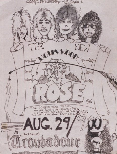 Poster realizado por Slash para anunciar un concierto de la banda en 1984 Poster realizado por Slash para anunciar un concierto de la banda en 1984