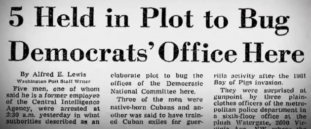 Portada de 'The Washington Post' el 18 de junio de 1972, el día después Portada de 'The Washington Post' el 18 de junio de 1972, el día después