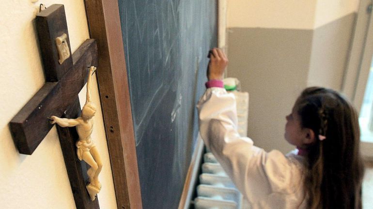 Imagen del aula de un colegio religioso. Imagen del aula de un colegio religioso.