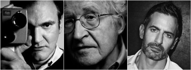 El director Quentin Tarantino, el lingüista Noam Chomsky y el diseñador Marc Jacobs El director Quentin Tarantino, el lingüista Noam Chomsky y el diseñador Marc Jacobs