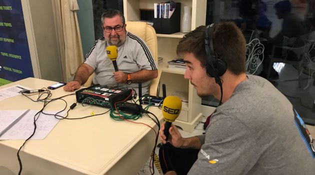 Juancho Hernángomez, durante la entrevista en el programa junto a Xavier Saisó Juancho Hernángomez, durante la entrevista en el programa junto a Xavier Saisó