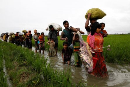 Refugiados huyendo hacia Bangladesh. Refugiados huyendo hacia Bangladesh.