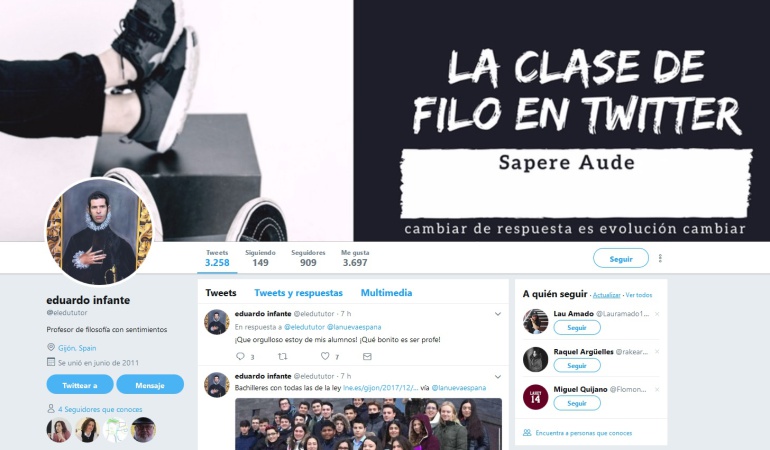 Cuenta de Twitter del profesor de filosofía Eduardo Infante Cuenta de Twitter del profesor de filosofía Eduardo Infante