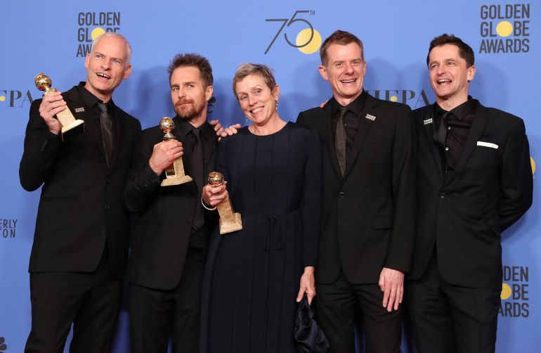 Martin McDonagh, Sam Rockwell, Frances McDormand, Graham Broadbent y Peter Czernin celebran el éxito de 'Tres anuncios en las afueras' Martin McDonagh, Sam Rockwell, Frances McDormand, Graham Broadbent y Peter Czernin celebran el éxito de 'Tres anuncios en las afueras'