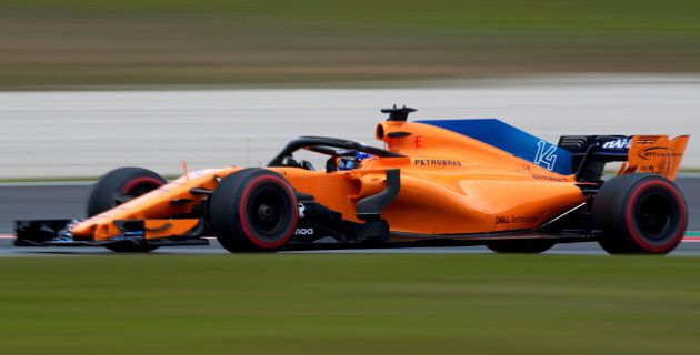 Fernando Alonso, durante los test de Montmeló Fernando Alonso, durante los test de Montmeló