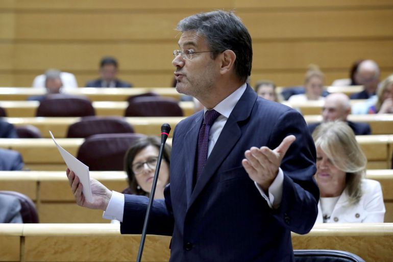 El ministro de Justicia, Rafael Catalá, durante su intervención en la sesión de control del Pleno del Senado El ministro de Justicia, Rafael Catalá, durante su intervención en la sesión de control del Pleno del Senado