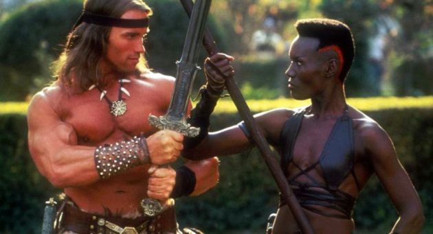 Con Arnold Schwarzenegger en 1984 promocionando 'Conan el Destructor' Con Arnold Schwarzenegger en 1984 promocionando 'Conan el Destructor'