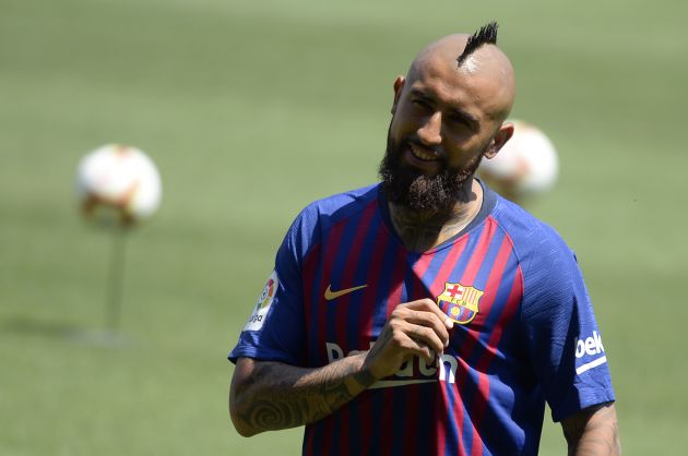 Vidal en su presentación esta mañana con el Barça Vidal en su presentación esta mañana con el Barça