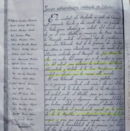Las actas de la comisión municipal de Orihuela que investigó los abusos en 1932 Las actas de la comisión municipal de Orihuela que investigó los abusos en 1932