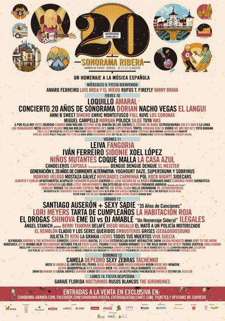 Cartel del 20 aniversario de Sonorama, en 2017 Cartel del 20 aniversario de Sonorama, en 2017