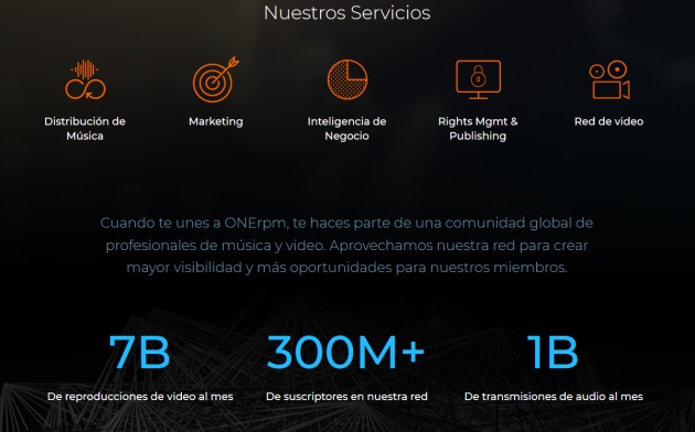 Página de inicio de la web de ONE Página de inicio de la web de ONE