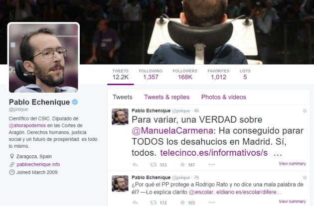 Pablo Echenique Hace Limpieza En Su Cuenta De Twitter Hora 25