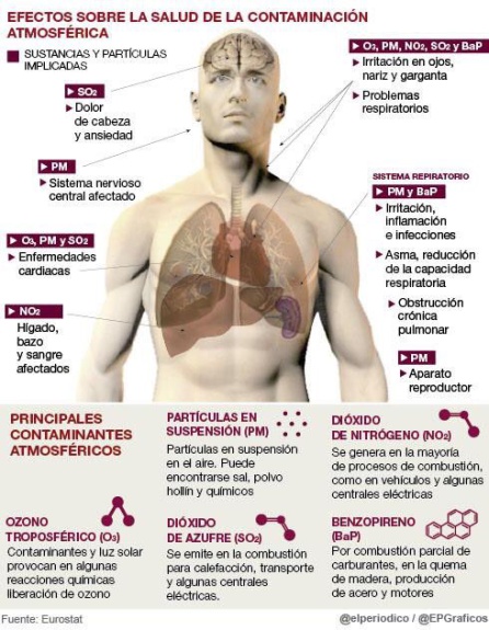 Los efectos que provoca la contaminación atmosférica en el cuerpo humano. Los efectos que provoca la contaminación atmosférica en el cuerpo humano.