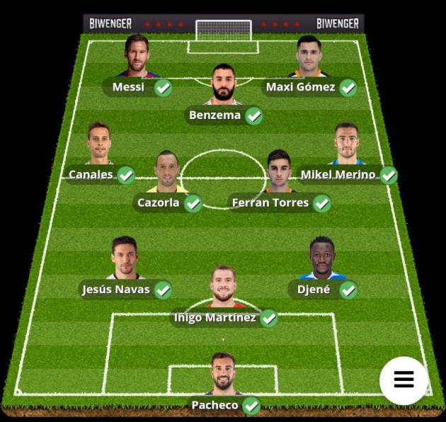El equipo para esta jornada en Biwenger de El Larguero El equipo para esta jornada en Biwenger de El Larguero