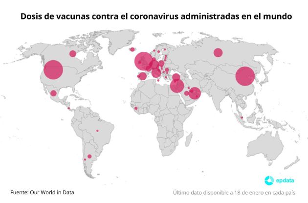 Dosis de vacunas contra el coronavirus administradas en cada país Dosis de vacunas contra el coronavirus administradas en cada país