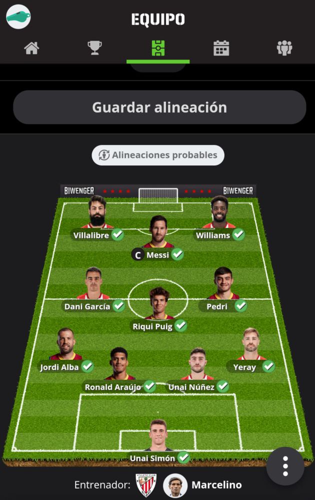 El once de El Larguero para el reto Biwenger Carrusel de esta semana El once de El Larguero para el reto Biwenger Carrusel de esta semana