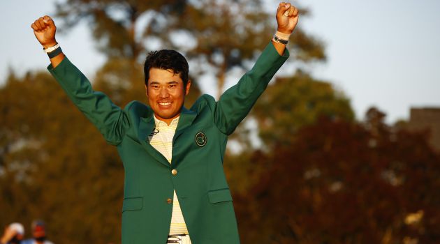 Hideki Matsuyama festeja su victoria en Augusta Hideki Matsuyama festeja su victoria en Augusta