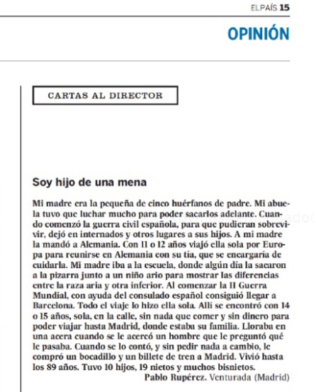 La carta al director en El País La carta al director en El País