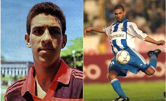 En la imagen de la izquierda, Djalminha en sus comienzos como futbolista. Y a la derecha, el brasileño durante su etapa como deportivista En la imagen de la izquierda, Djalminha en sus comienzos como futbolista. Y a la derecha, el brasileño durante su etapa como deportivista