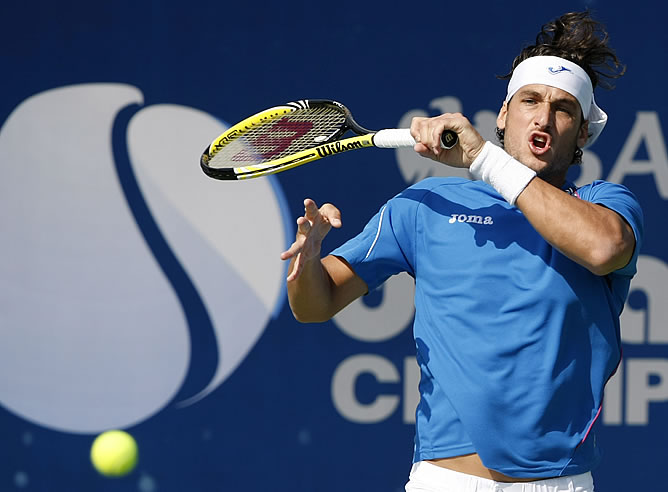 Feliciano López, durante un partido en el Torneo de Dubai Feliciano López, durante un partido en el Torneo de Dubai