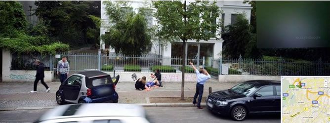 Una mujer dando a luz en Alemania engorda la lista de casos insólitos en el callejero tridimensional de Google, entre las dudas sobre si es una broma o un montaje Una mujer dando a luz en Alemania engorda la lista de casos insólitos en el callejero tridimensional de Google, entre las dudas sobre si es una broma o un montaje