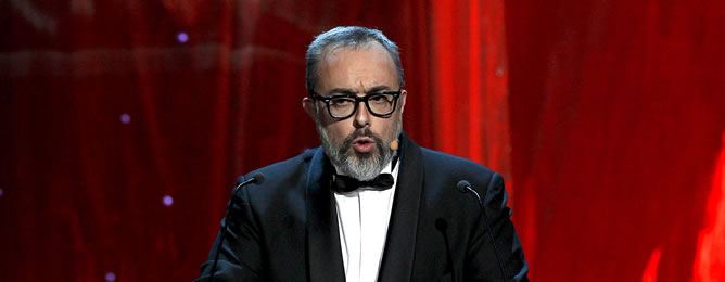 Álex de la Iglesia, durante su último discurso como presidente de la Academia de Cine Álex de la Iglesia, durante su último discurso como presidente de la Academia de Cine