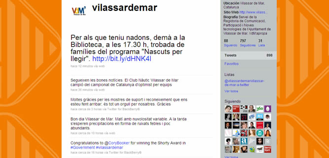El Twitter del Ayuntamiento de Vilassar de Mar triunfa en los 'Shorty Awards' El Twitter del Ayuntamiento de Vilassar de Mar triunfa en los 'Shorty Awards'