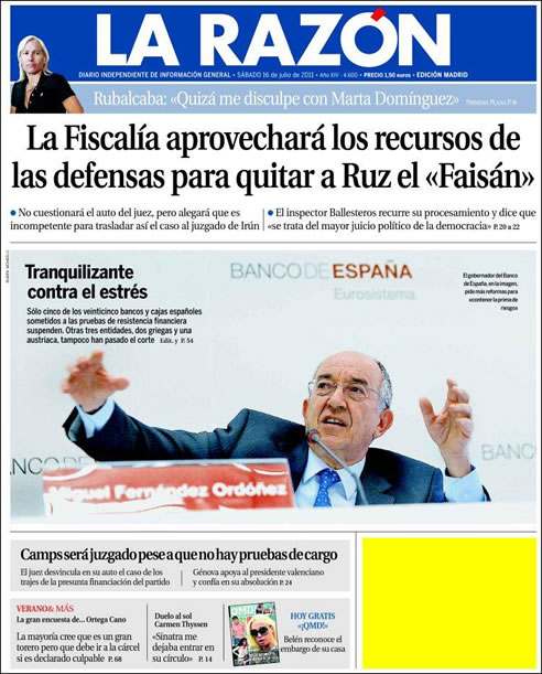 Los diarios recogen la decisión judicial contra Francisco Camps Los diarios recogen la decisión judicial contra Francisco Camps