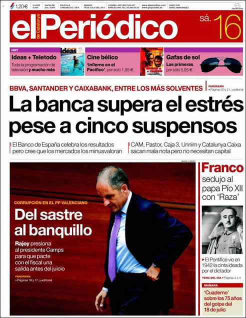 Los diarios recogen la decisión judicial contra Francisco Camps Los diarios recogen la decisión judicial contra Francisco Camps