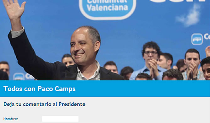 'Todos con Paco Camps', el espacio abierto para apoyar al presidente valenciano 'Todos con Paco Camps', el espacio abierto para apoyar al presidente valenciano