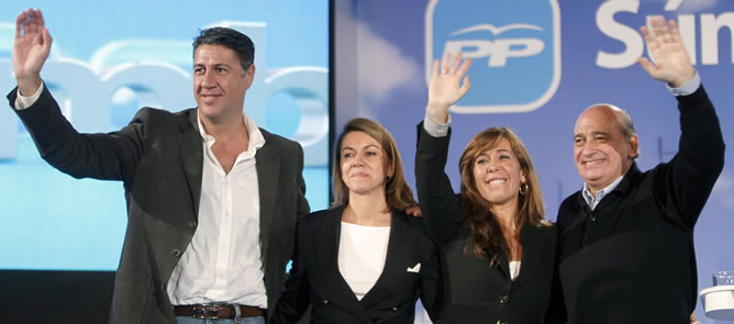 Cospedal, acompañada de Sánchez Camacho, Fernandez Diaz y Garcia Albiol, en Badalona Cospedal, acompañada de Sánchez Camacho, Fernandez Diaz y Garcia Albiol, en Badalona
