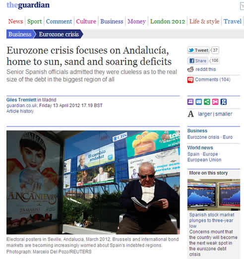 Noticia en la edición digital del diario británico 'The Guardian' Noticia en la edición digital del diario británico 'The Guardian'