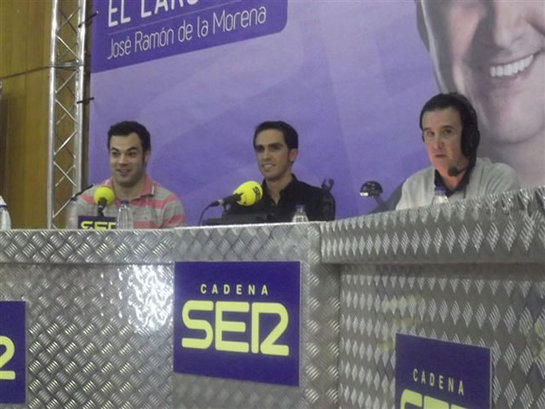 FOTOGALERIA: Alberto Contador con De la Morena y Edu Pidal FOTOGALERIA: Alberto Contador con De la Morena y Edu Pidal