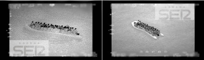 Imagen tomada por el avión de Malta que fotografío a las 01:20h de la madrugada la embarcación llena de inmigrantes Imagen tomada por el avión de Malta que fotografío a las 01:20h de la madrugada la embarcación llena de inmigrantes