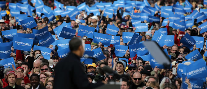Uno de los últimos actos de campaña de Obama, en Madison, Wisconsin Uno de los últimos actos de campaña de Obama, en Madison, Wisconsin