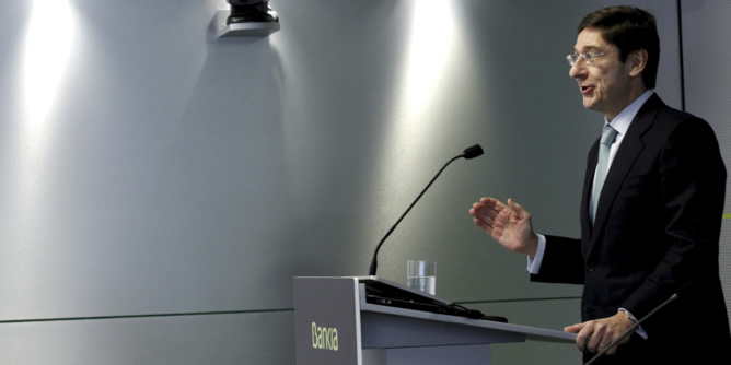 El presidente de Bankia, José Ignacio Goirigolzarri, durante la presentación etse miércoles en Madrid del plan estratégico de la entidad para los próximos cuatro años. El presidente de Bankia, José Ignacio Goirigolzarri, durante la presentación etse miércoles en Madrid del plan estratégico de la entidad para los próximos cuatro años.