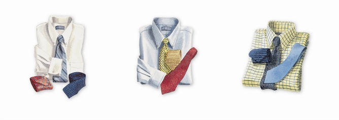 Ejemplos de combinación de corbatas según distintos tipos de camisas Ejemplos de combinación de corbatas según distintos tipos de camisas