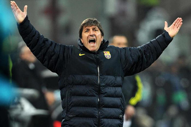 El técnico blaugrana, durante el partido de Champions disputado por su equipo en San Siro. El técnico blaugrana, durante el partido de Champions disputado por su equipo en San Siro.