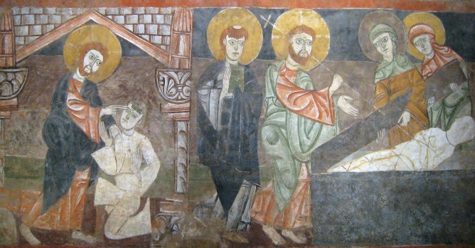 Resurrección de Lázaro, fresco de San Baudelio de Berlanga (Soria) (Nueva York, Cloister Museum). Resurrección de Lázaro, fresco de San Baudelio de Berlanga (Soria) (Nueva York, Cloister Museum).