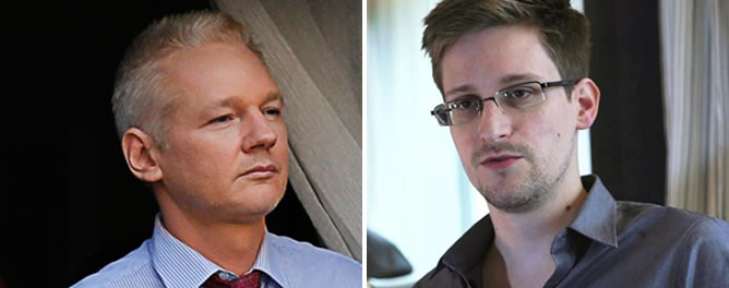 Julian Assange, fundador de Wikileaks, y Edward Snowden, extrabajador de la CIA, comparten su posición de fugitivos ante EEUU Julian Assange, fundador de Wikileaks, y Edward Snowden, extrabajador de la CIA, comparten su posición de fugitivos ante EEUU