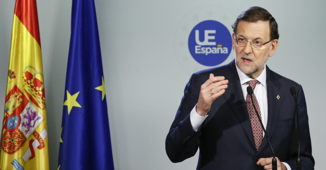 El presidente del Gobierno español, Mariano Rajoy, durante la rueda de prensa posterior a un Consejo Europeo El presidente del Gobierno español, Mariano Rajoy, durante la rueda de prensa posterior a un Consejo Europeo