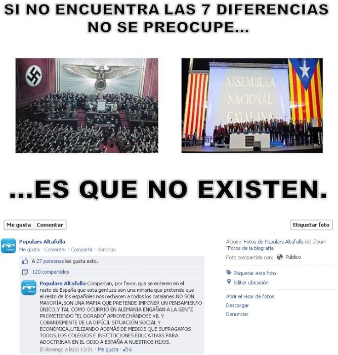 Captura de la página de Facebook del Partido Popular de Altafulla (Tarragona) Captura de la página de Facebook del Partido Popular de Altafulla (Tarragona)