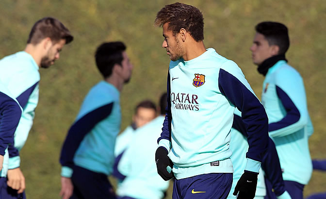 Neymar, durante una sesión de entrenamiento Neymar, durante una sesión de entrenamiento