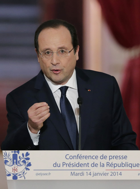 El presidente de Francia, François Hollande, en rueda de prensa en el Palacio del Elíseo El presidente de Francia, François Hollande, en rueda de prensa en el Palacio del Elíseo
