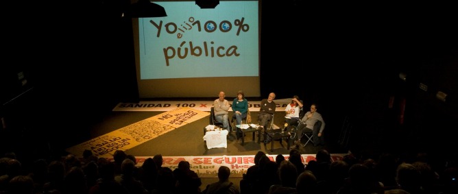 Presentación de la campaña "Yo elijo 100x100 pública" en el Teatro del Barrio Presentación de la campaña "Yo elijo 100x100 pública" en el Teatro del Barrio