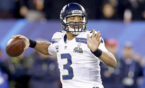 El quarterback de los Seattle Seahawks Russell Wilson, durante la final de la NFL El quarterback de los Seattle Seahawks Russell Wilson, durante la final de la NFL