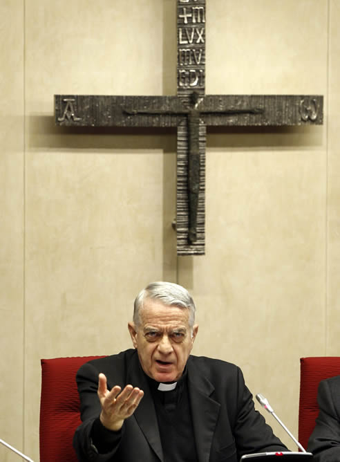 Federico Lombardi, durante la conferencia sobre la portavocía del Vaticano Federico Lombardi, durante la conferencia sobre la portavocía del Vaticano