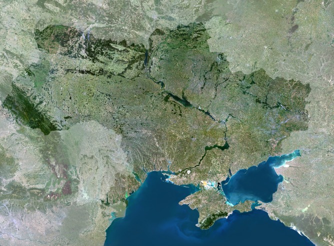 Imagen de satélite de la península de Crimea Imagen de satélite de la península de Crimea