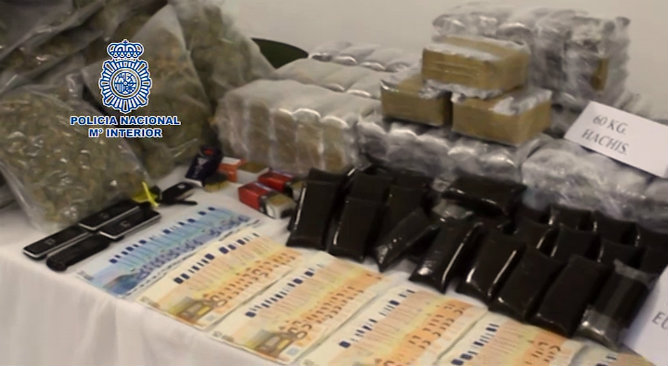 Parte del alijo que la Policía Nacional ha incautado en Murcia Parte del alijo que la Policía Nacional ha incautado en Murcia